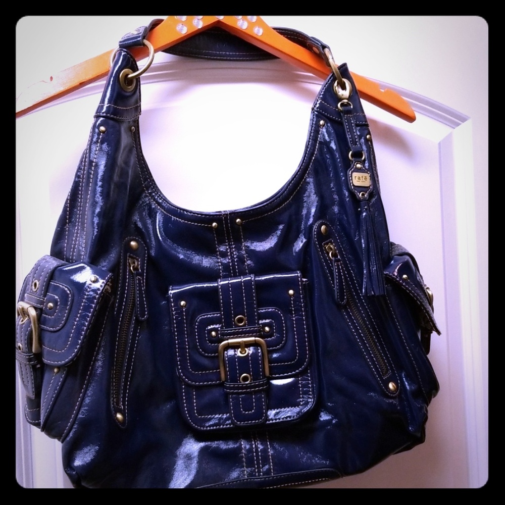 rafe for Target Navy Blue Patent Hobo Bag